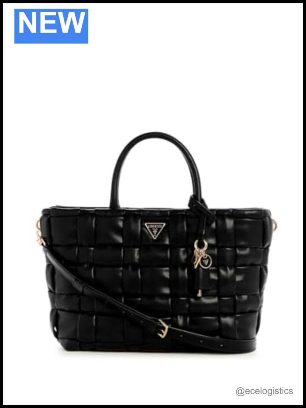 Satchel Handbag with Top Handle, Gold Hardware, Polyurethane